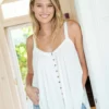 Natural Life Relaxed Button Down Tank Top - Ivory -Natural Life Shop TOP1038 scaled