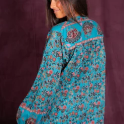 Natural Life Francesca Cotton Blouse - Turquoise -Natural Life Shop TOP1118 2 scaled