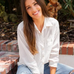 Natural Life Lived In Button Down Shirt - Off White -Natural Life Shop TOP659 scaled