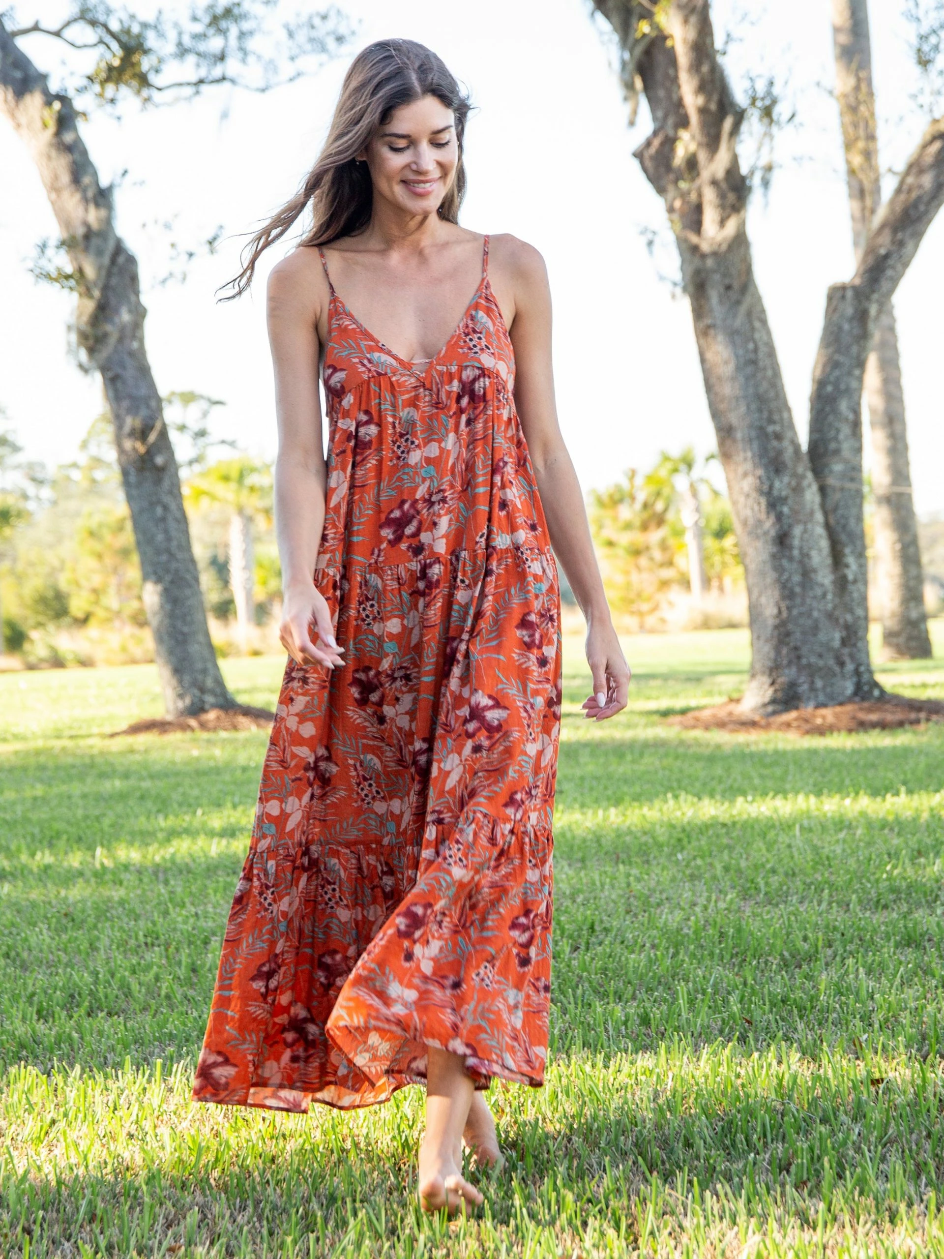 Natural Life Riley Maxi Dress - Orange Floral 7 Natural Life Riley Maxi Dress - Orange Floral - Image 5