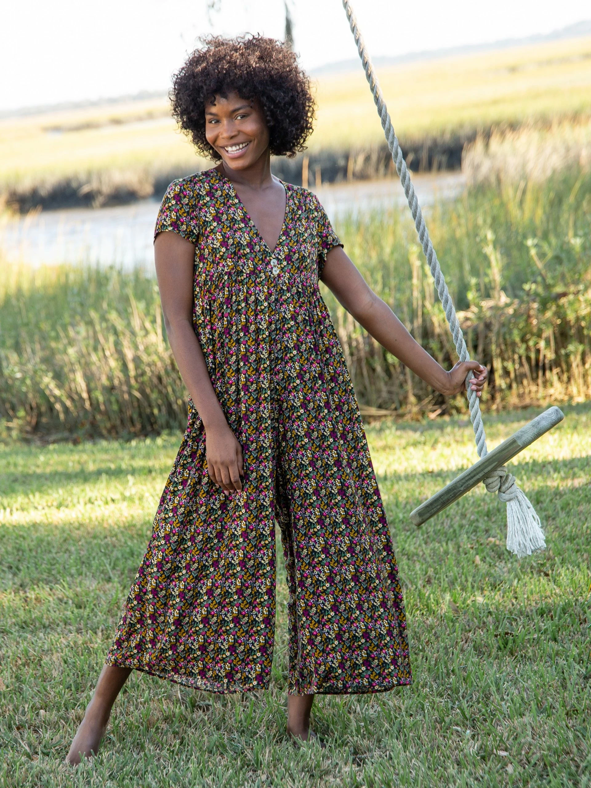 Natural Life Avery Wide-Leg Jumpsuit - Black Branches 5 Natural Life Avery Wide-Leg Jumpsuit - Black Branches - Image 3