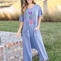 Natural Life Nomad Knit Printed Jumpsuit - Folk Flower