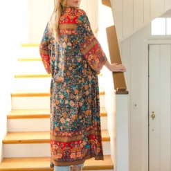 Natural Life Let's Go West Kaftan - Navy Red Floral Border -Natural Life Shop VP3A1003 scaled