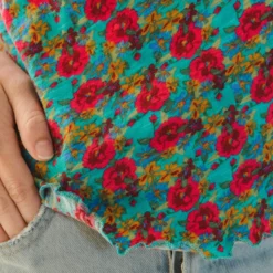 Natural Life Lily Printed Knit Tee Shirt - Red Turquoise Floral -Natural Life Shop VP3A1050 scaled