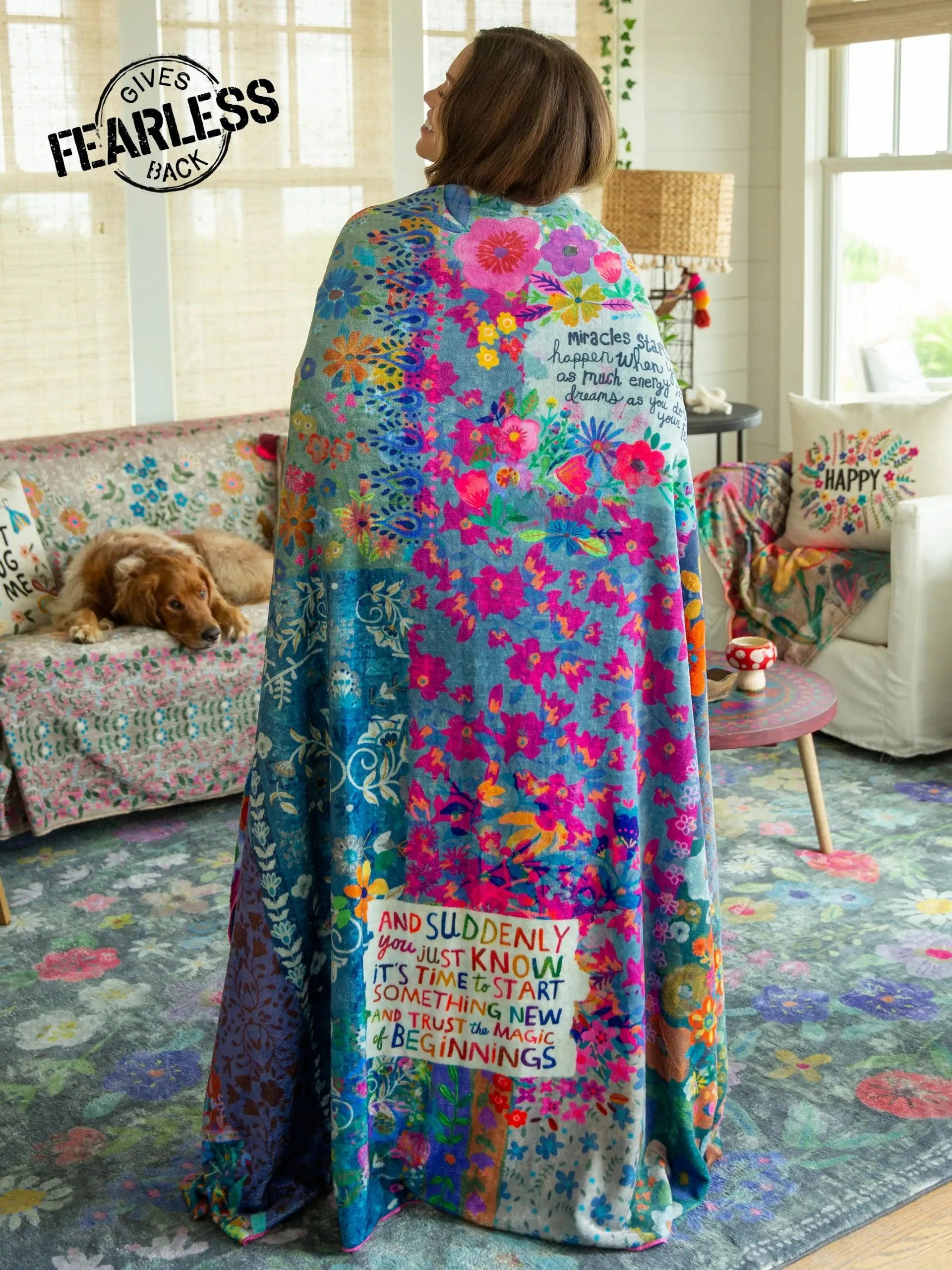 Natural Life XL Double-Sided Cozy Blanket - Fearless 3 Natural Life XL Double-Sided Cozy Blanket - Fearless