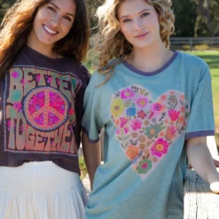 Natural Life Ringer Oversized Tee Shirt - Heart -Natural Life Shop VP3A2433 scaled