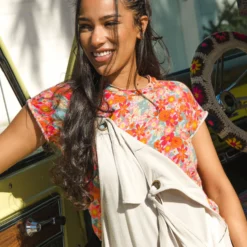 Natural Life Lily Printed Knit Tee Shirt - Pink Red Floral -Natural Life Shop VP3A2672 scaled