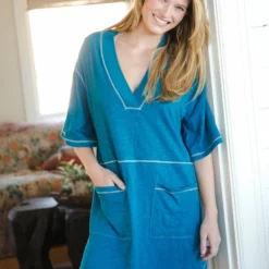 Natural Life Charlie V-Neck Dress - Lyon Blue -Natural Life Shop VP3A2760 scaled