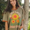 Natural Life Ringer Oversized Tee Shirt - Sun Child