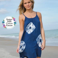 Natural Life Coco Cotton Gauze Cover-Up Dress - Indigo Tie-Dye