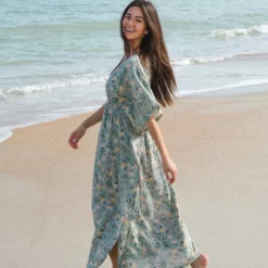 Natural Life Sanibel Kaftan Dress - Sage Green Floral -Natural Life Shop VP3A4286 scaled