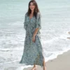 Natural Life Sanibel Kaftan Dress - Sage Green Floral -Natural Life Shop VP3A4307 scaled