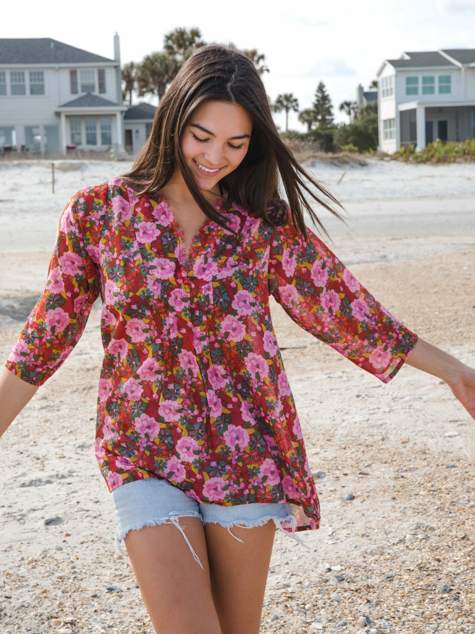 Natural Life Tunic-In-A-Bag - Pink Red Floral 4 Natural Life Tunic-In-A-Bag - Pink Red Floral - Image 2