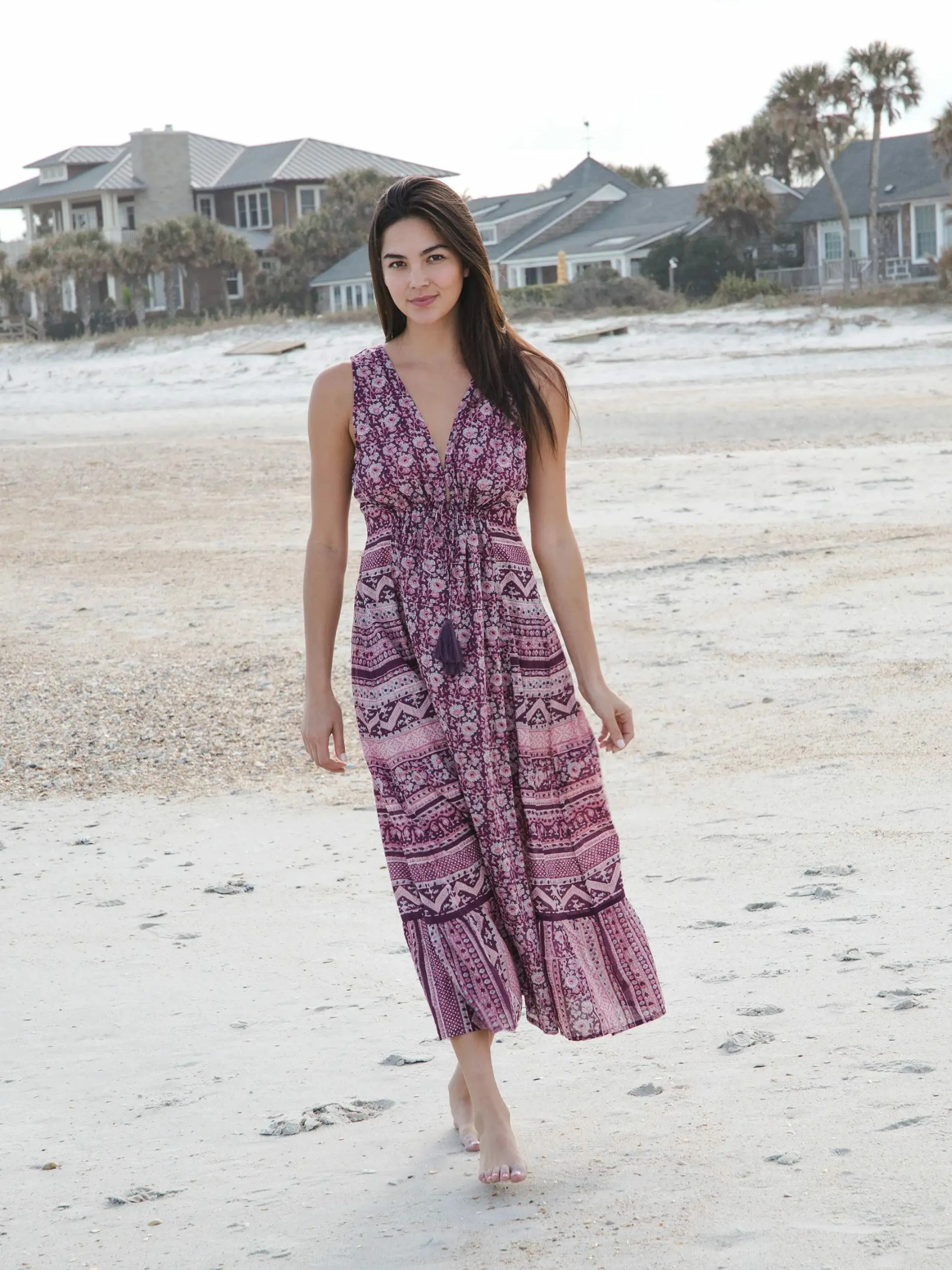 Natural Life Gianna Midi Beach Dress - Purple Floral Border 3 Natural Life Gianna Midi Beach Dress - Purple Floral Border