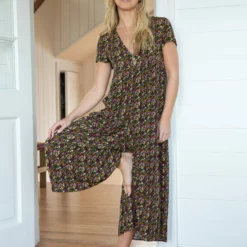 Natural Life Avery Wide-Leg Jumpsuit - Black Branches