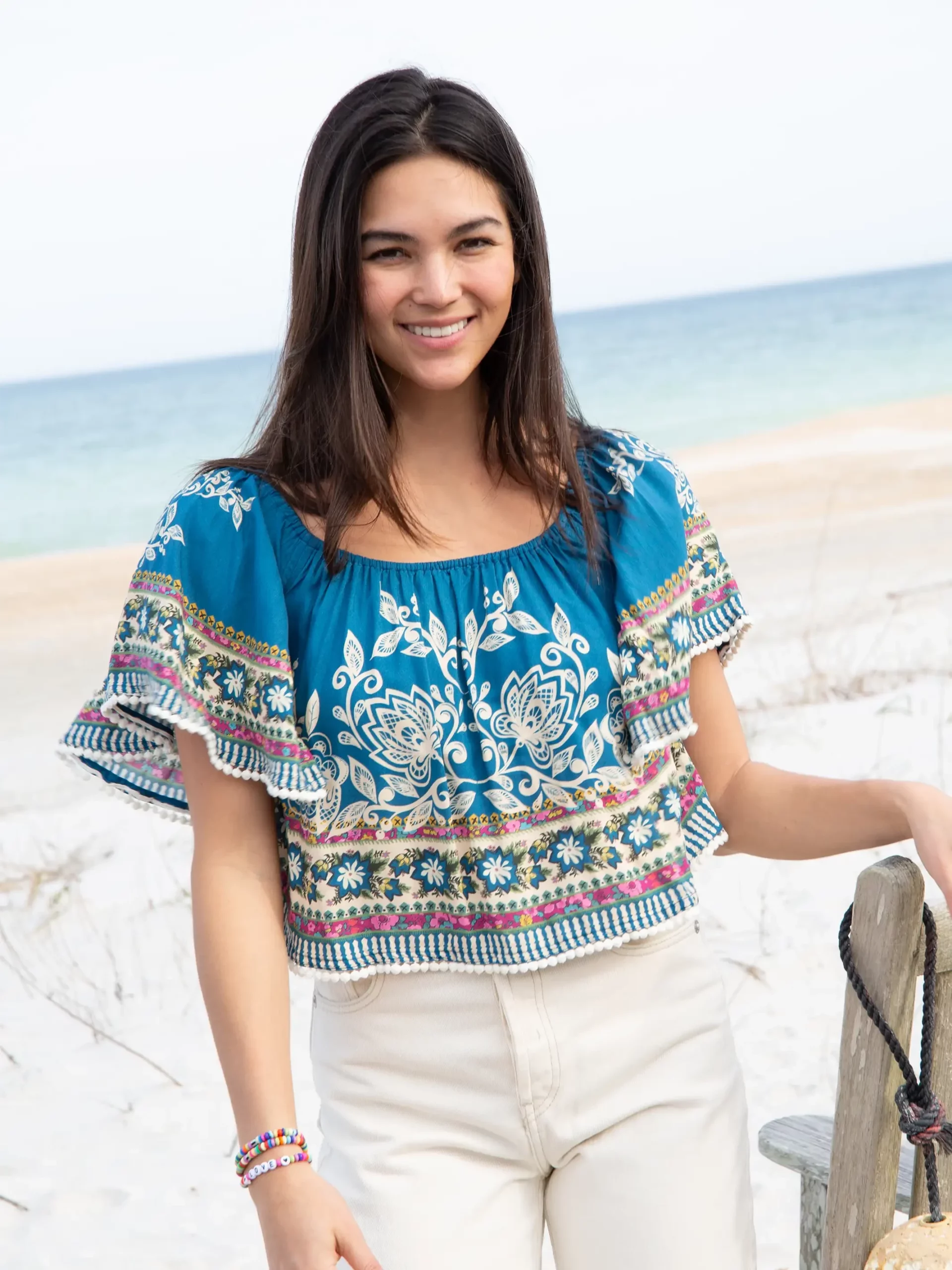 Natural Life Sabrina Crop Top - Navy Borders 6 Natural Life Sabrina Crop Top - Navy Borders - Image 4