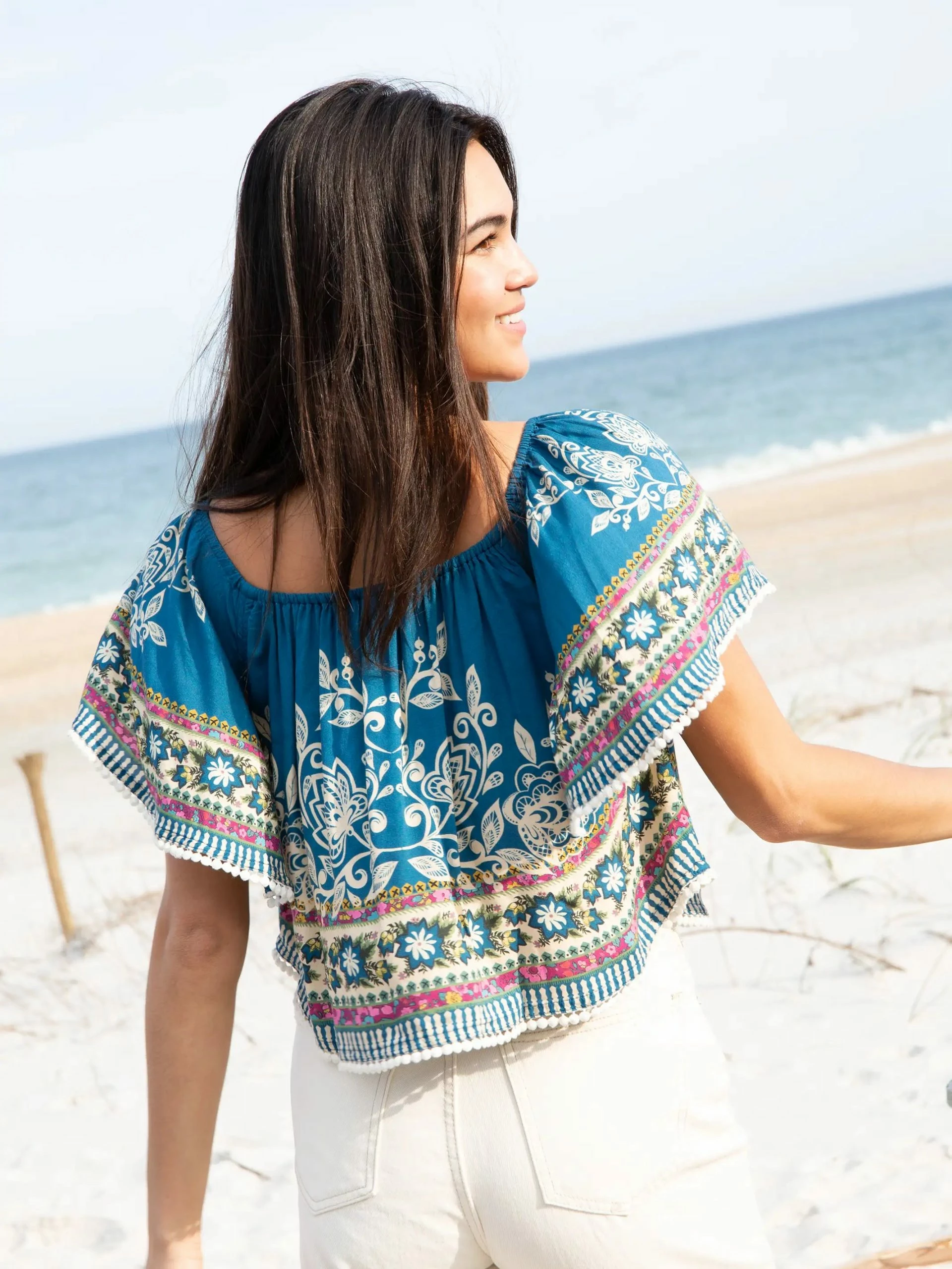 Natural Life Sabrina Crop Top - Navy Borders 7 Natural Life Sabrina Crop Top - Navy Borders - Image 5