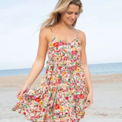 Natural Life Cleo Tiered Dress - Bright Pink Floral -Natural Life Shop VP3A5622 scaled