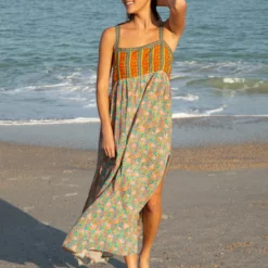 Natural Life Patti Side Slit Maxi Dress - Turquoise Orange Mixed Print 10 Natural Life Patti Side Slit Maxi Dress - Turquoise Orange Mixed Print -Natural Life Shop VP3A6141 scaled