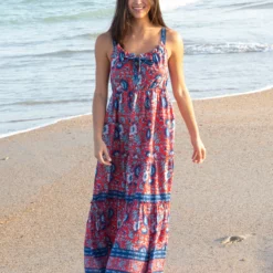 Natural Life Isabella Maxi Dress - Red Blue Floral -Natural Life Shop VP3A6337 scaled