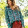 Natural Life Francesca Cotton Blouse - Turquoise -Natural Life Shop VP3A6434 scaled