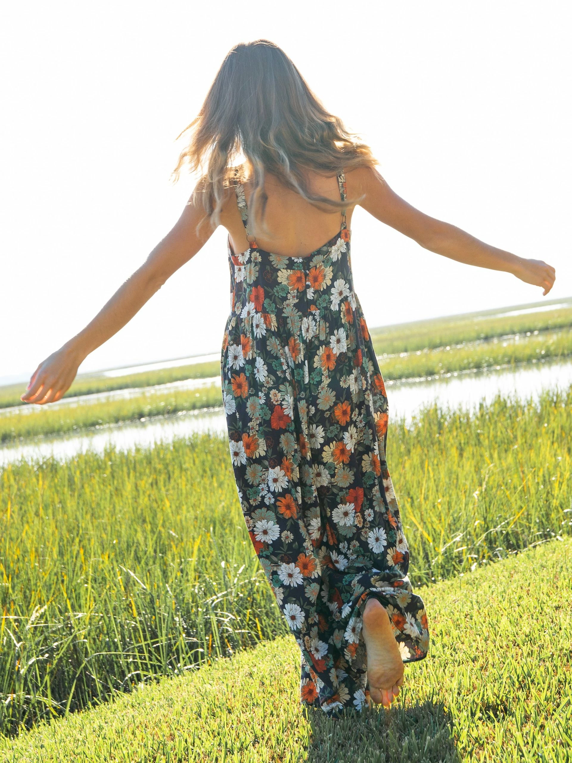 Natural Life Patti Jumpsuit Orange - Purple Daisies 3 Natural Life Patti Jumpsuit Orange - Purple Daisies