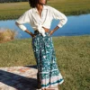 Natural Life Meadow Smocked Midi Skirt - Teal Border -Natural Life Shop VP3A7009 scaled