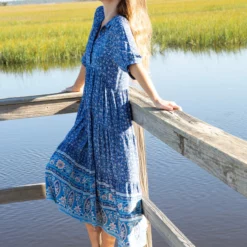 Natural Life Rebecca Tiered Dress - Blue Border -Natural Life Shop VP3A7225 scaled