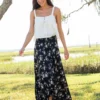 Natural Life Favorite Convertible Skirt - Black Multi Rose