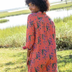 Natural Life Georgia Gauze Shirt Dress - Red Green Floral -Natural Life Shop VP3A8015 scaled