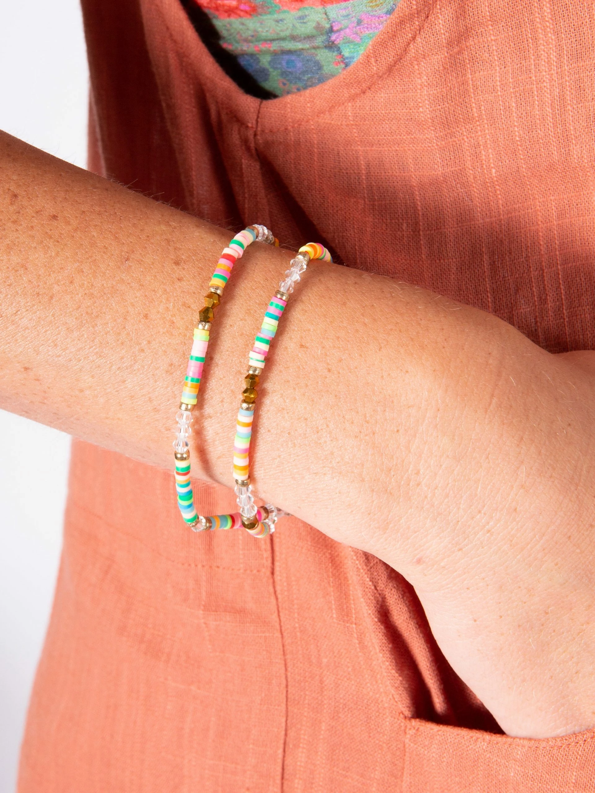 Natural Life Beaded Disc & Bead Choker - Clear 3 Natural Life Beaded Disc & Bead Choker - Clear