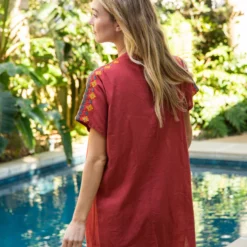 Natural Life Embroidered Tassel Dress - Rust -Natural Life Shop VP3A9371 scaled