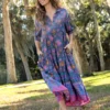 Natural Life Rebecca Tiered Dress - Charcoal Blue Border -Natural Life Shop VP3A9458 scaled