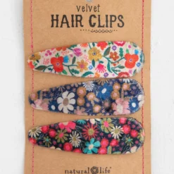 Natural Life Velvet Floral Hair Clips, Set Of 3
