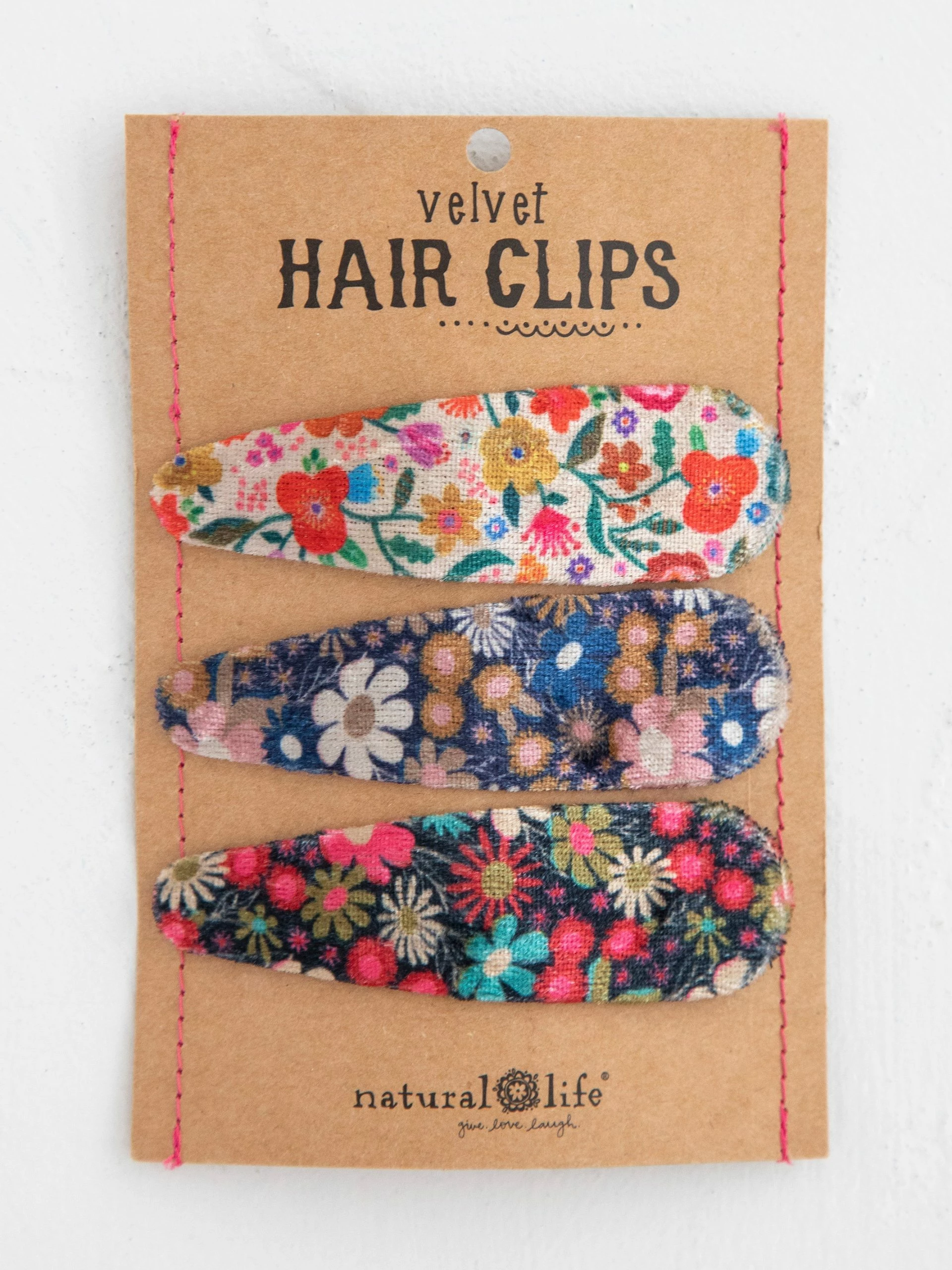 Natural Life Velvet Floral Hair Clips, Set Of 3 3 Natural Life Velvet Floral Hair Clips, Set Of 3