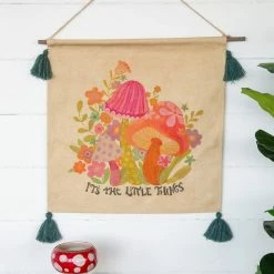 Natural Life Tassel Wall Tapestry - Mushrooms