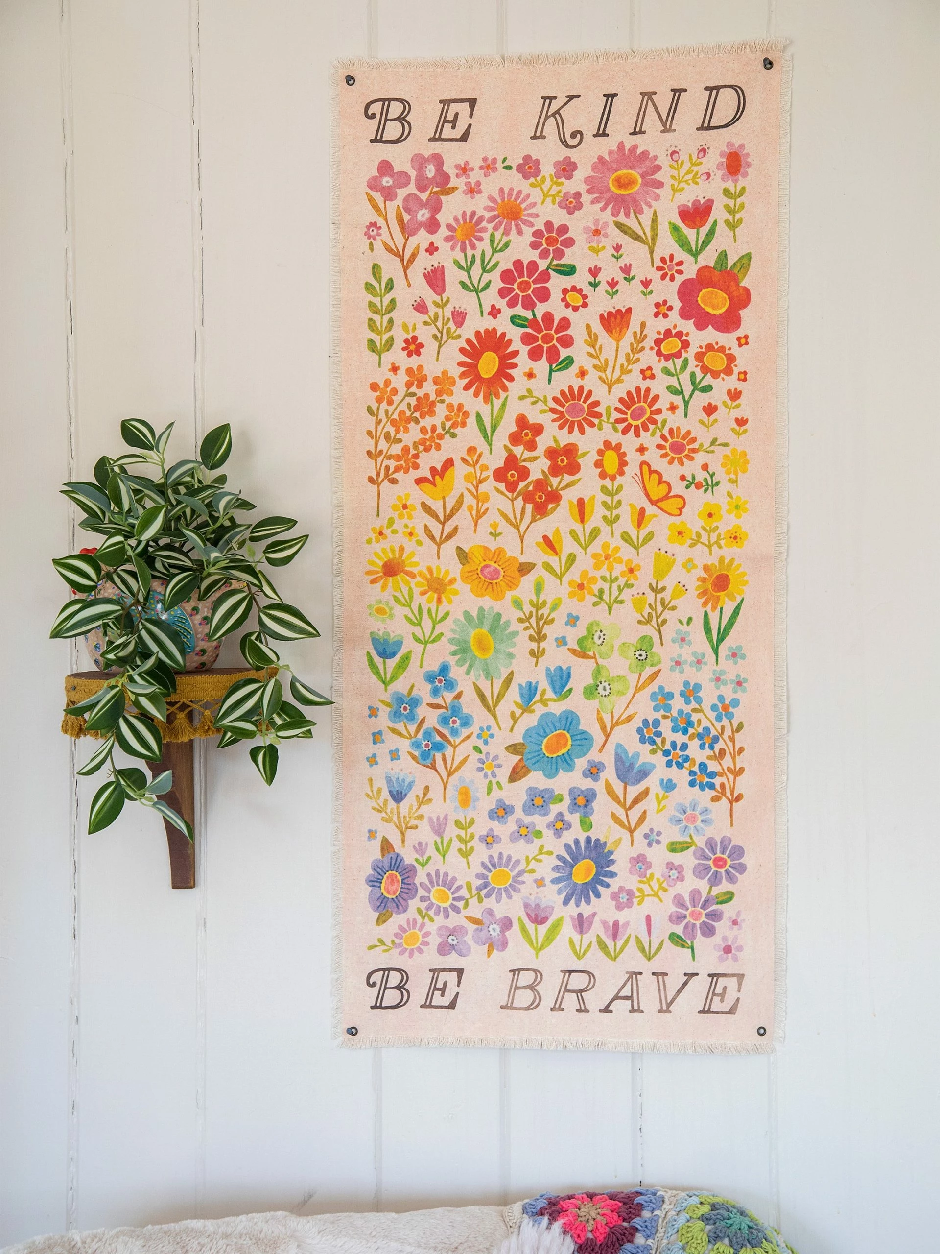 Natural Life Canvas Wall Tapestry - Be Kind Be Brave 3 Natural Life Canvas Wall Tapestry - Be Kind Be Brave