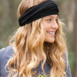 Natural Life Solid Boho Bandeau® Headband - Black -Natural Life Shop black boho bandeau A3 scaled