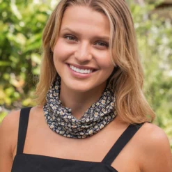 Natural Life Full Boho Bandeau® Headband - Black And Cream Floral -Natural Life Shop black cream floral print boho bandeau A4 scaled