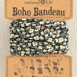 Natural Life Full Boho Bandeau® Headband - Black And Cream Floral