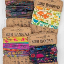 Natural Life Full Boho Bandeau® Headband - Lime Purple Borders