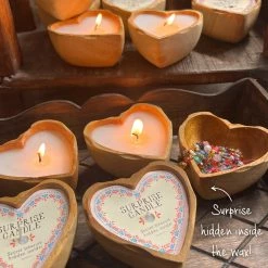 Natural Life Wooden Heart Surprise Candle