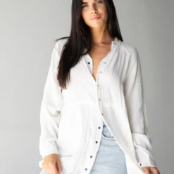 Natural Life Laid Back Button Down Top - White -Natural Life Shop top989 google scaled